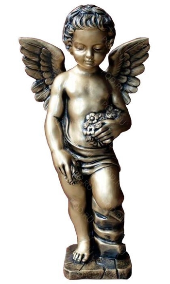 Ангел с букетом на камне AM5842