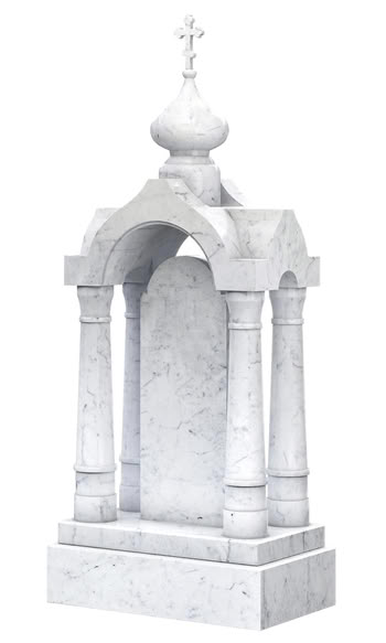 Часовня белая с арочной стелой AM7445