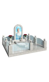 Комплекс с портретом на стекле в гранитной арке и стеклянной оградой AM3409