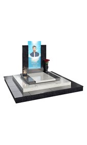 Комплекс из чёрного гранита с портретом на стекле AM3418