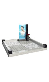 Комплекс из чёрного гранита с портретом на стекле AM3473