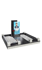 Комплекс из чёрного гранита с портретом на стекле AM3478