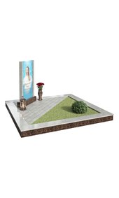 Комплекс из светло-серого гранита с портретом на стекле AM3496