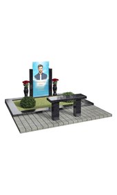 Комплекс с портретом на стекле и скамьёй AM3509