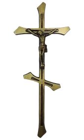 Крест 6-ти конечный с распятием и насечками бронза AM5724