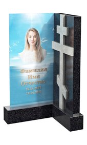 Европейский памятник с портретом на стекле и крестом AM6817