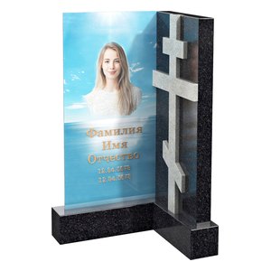 Европейский памятник с портретом на стекле и крестом AM6817